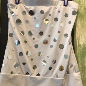 Large Too Mi Strapless White Mirrored Top